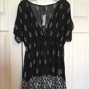 NWT Black and white bathing suit cover dress